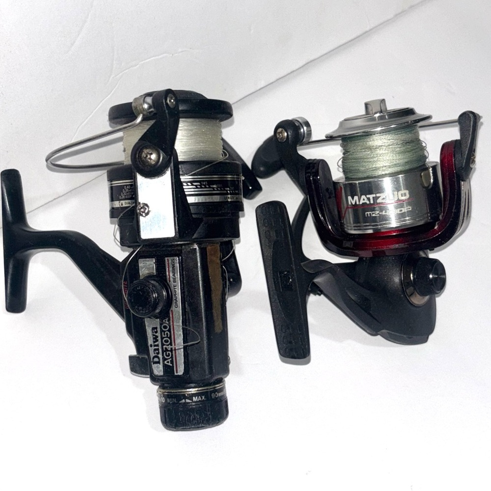 Set of Daiwa AG2050A and Matzuo MZ-430A Fishing Reels Used Some Wear